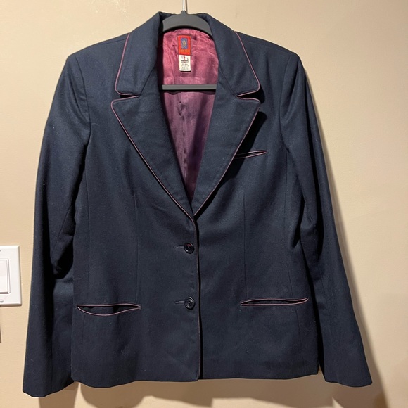 Anne Klein Vintage Ladies sz 12 Navy Wool Blazer - Picture 9 of 11